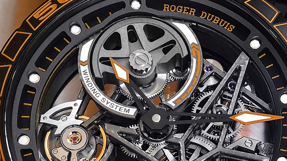 Excalibur Spider Pirelli Automatic Skeleton Orange close up