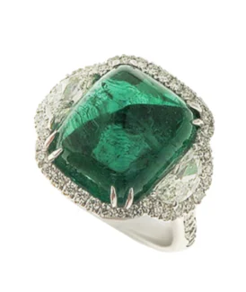 Crivelli White Gold Sugarloaf Cabochon Emerald Ring