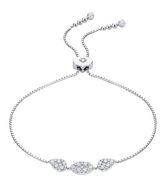 Reverie Marquis Pear Bolo Bracelet White Gold