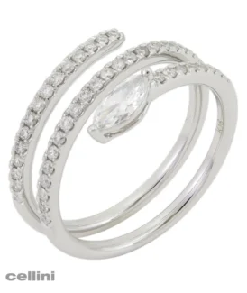 Three Row White Gold Diamond And Marquis Ring