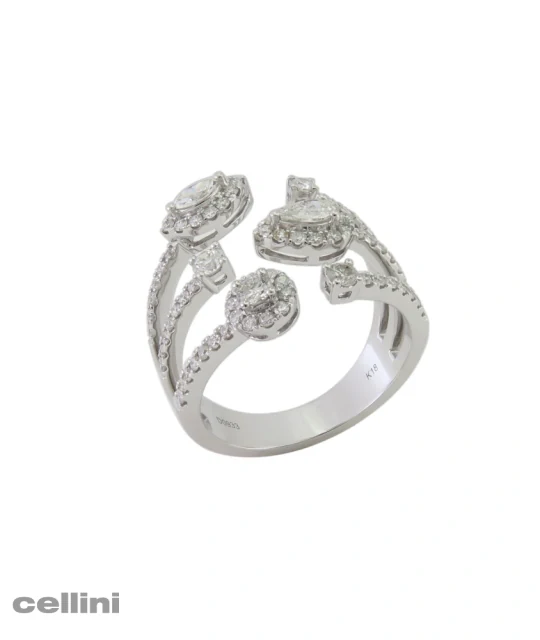 Three Row White Gold Diamond Ring