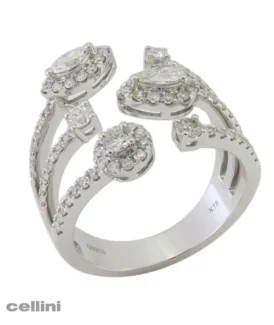 Three Row White Gold Diamond Ring