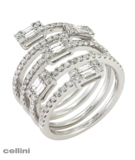 Five Row White Gold Diamond Baguette Ring