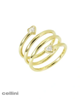 Four Row Yellow Gold Heart Ring