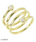 Four Row Yellow Gold Heart Ring