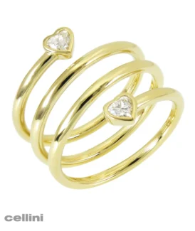 Four Row Yellow Gold Heart Ring