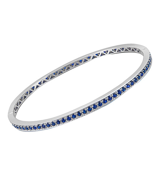 White Gold Stackable Bangle with Blue Sapphires