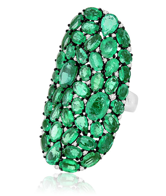 Emerald Oval Mosaic Ring