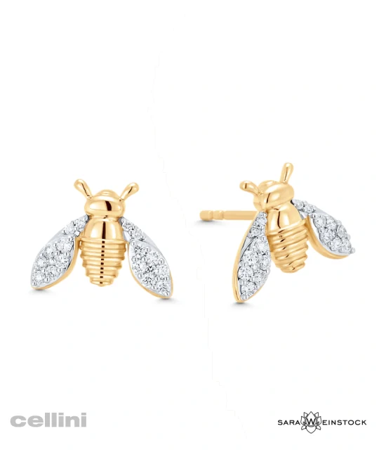 Sara Weinstock - Queen Bee Yellow Gold And Diamond Stud Earrings QBYWDST