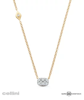 Sara Weinstock Necklace - YWDRVCNK -Yellow Gold Cushion Diamond Cluster Necklace