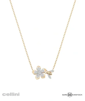 Sara Weinstock - QBYWFFNK -Yellow Gold and Diamond Flower Bee Necklace