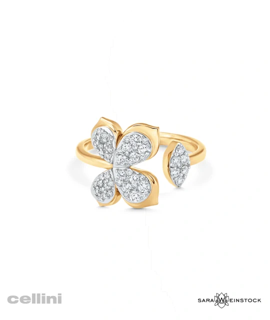 Sara Weinstock Open Diamond Yellow Gold And Flower ring
