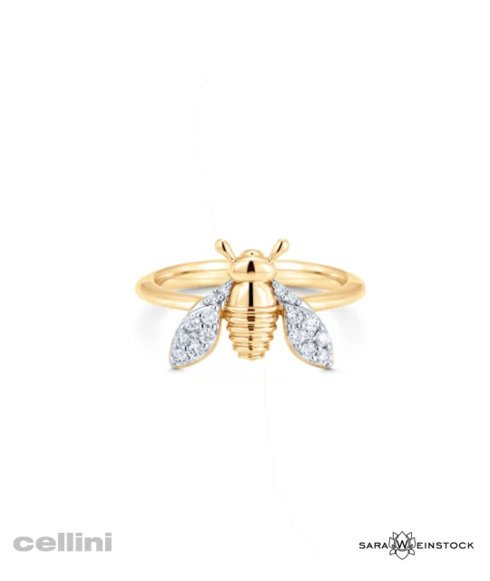 Sara Weinstock Queen Bee Yellow Gold And Diamond/ Honey Comb Ring