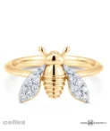 Sara Weinstock Queen Bee Yellow Gold And Diamond/ Honey Comb Ring