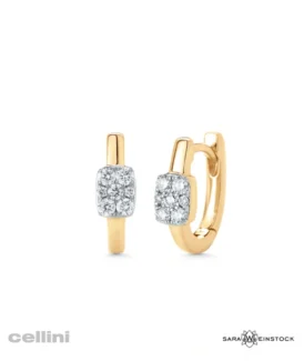 Sara Weinstock - URYWCHP -Yellow Gold And Diamond Cushion Huggie Earrings