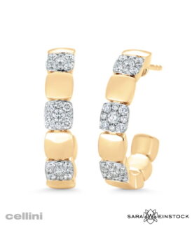 Sara Weinstock Adira Cushion Open Hoop Pave Diamond Earrings