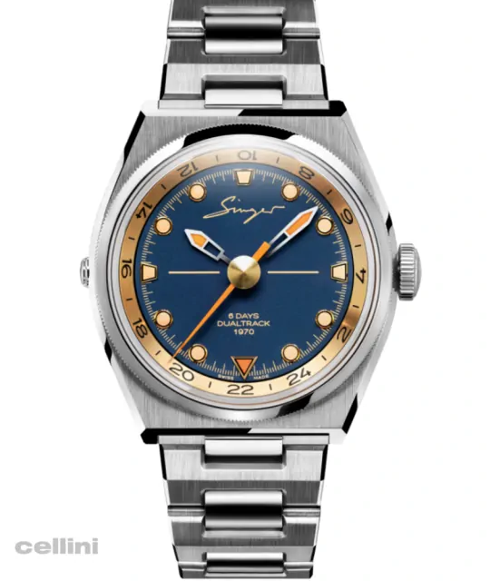 Singer Reimagined -1970 DualTrack cobalt Blue titanium Watch