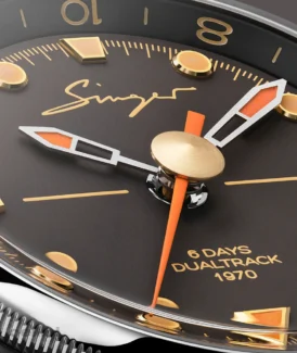 Singer Reimagined -1970 DualTrack Esspresso Brown Titanium Watch