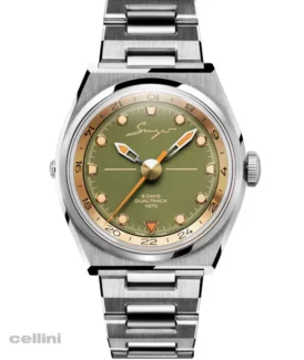 Singer Reimagined -1970 DualTrack Khaki Green Stainless Steel Watch