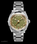 Singer Reimagined -1970 DualTrack Khaki Green Stainless Steel Watch