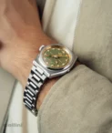 Singer Reimagined -1970 DualTrack Khaki Green Stainless Steel Watch