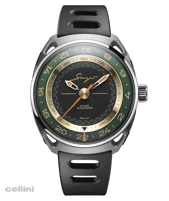 Singer Reimagined -DualTrack Meridian Green GMT Titanium Watch