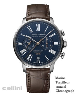 UN Marine Torpilleur Annual Chronograph front Blue Stap 44mm 1533-320LE-3A-1751A_
