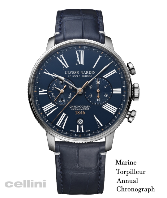 UN Marine Torpilleur Annual Chronograph front Blue Stap 44mm 1533-320LE-3A-1751A_