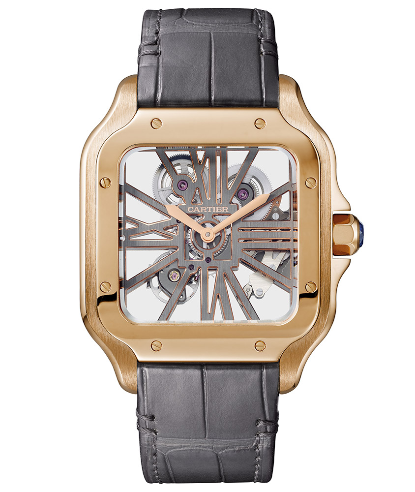 cartier santos skeleton rose gold