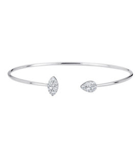 Reverie Pear Marquis Cluster Cuff Bracelet White Gold