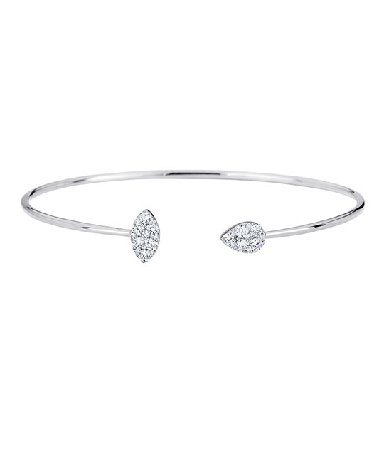 Reverie Pear Marquis Cluster Cuff Bracelet White Gold