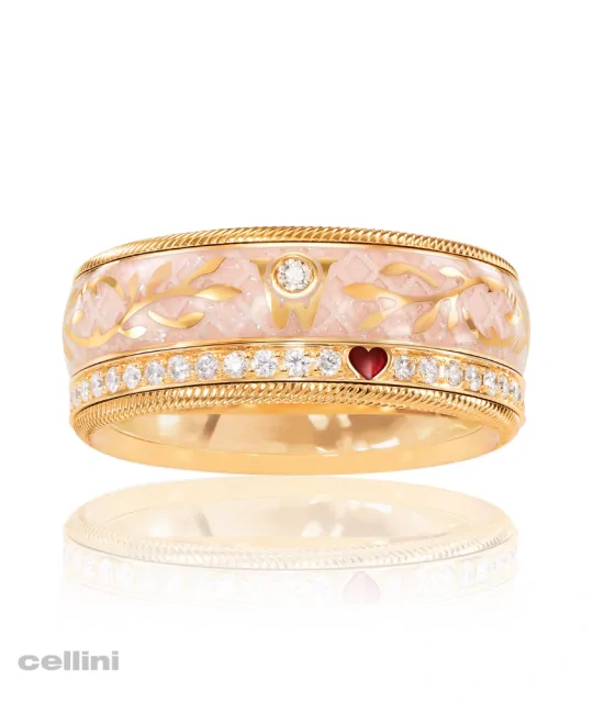 Wellendorf Forget Me Not Nude with heart Gold Ring